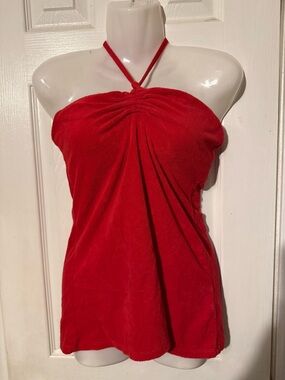 One Step up Red Halter Tie Camisole